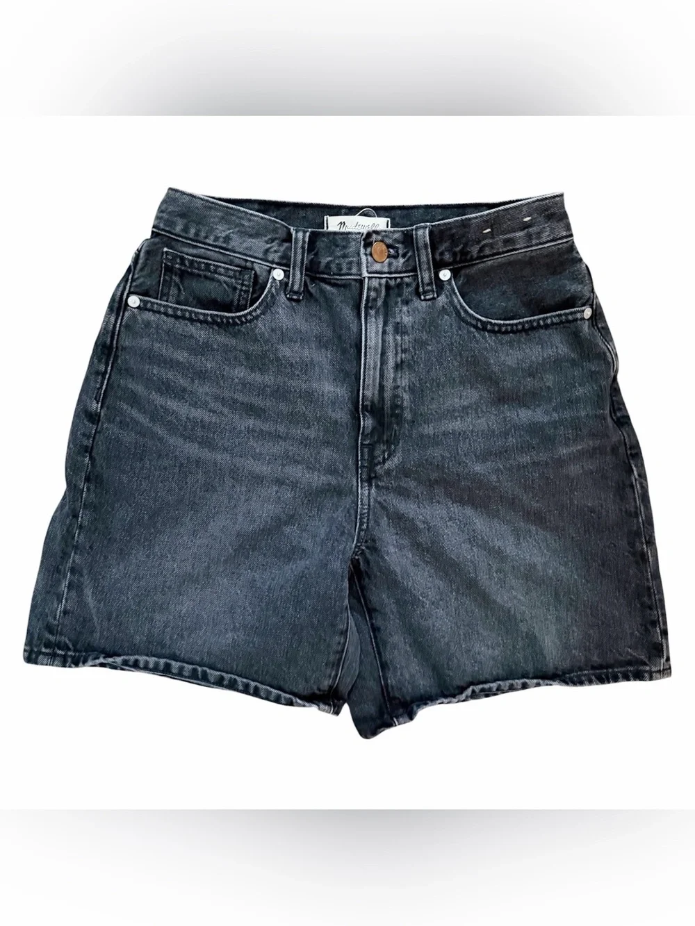 Madewell Baggy Jean Shorts Black Reyburn Wash Size 27